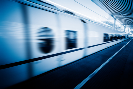 high-speed train at the railway station,motion blurred,tianjin china.の写真素材