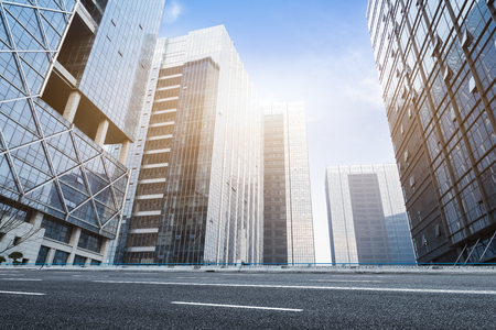 highrise buildings under the blue skyの写真素材
