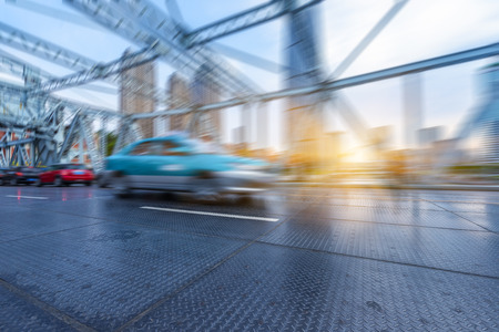 traffic on steel bridge,tianjin china.の写真素材