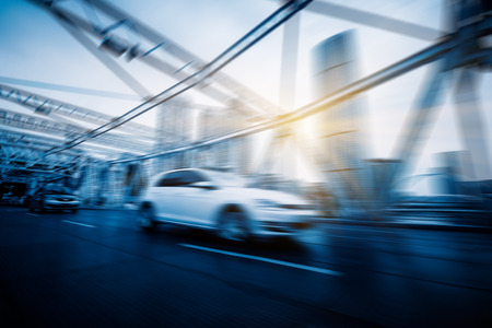 traffic on steel bridge,tianjin china.の写真素材