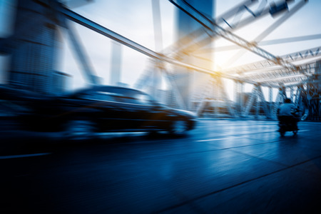 traffic on steel bridge,tianjin china.の写真素材