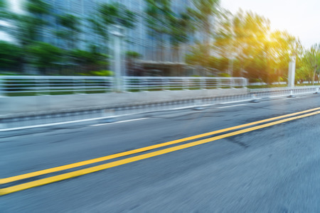 clean road with modern buildings backgroundの写真素材