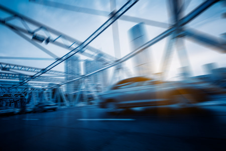 traffic on steel bridge,tianjin china.の写真素材