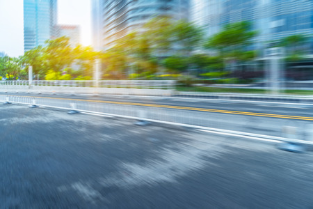 clean road with modern buildings backgroundの写真素材