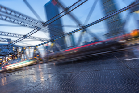 traffic on steel bridge,tianjin china.の写真素材