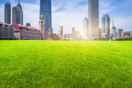 business district and greenの写真素材