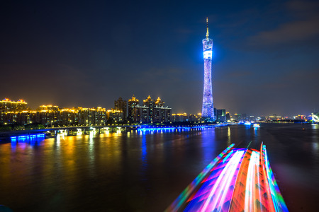 Reflection Of Canton Tower And Buildings On Riverのeditorial素材