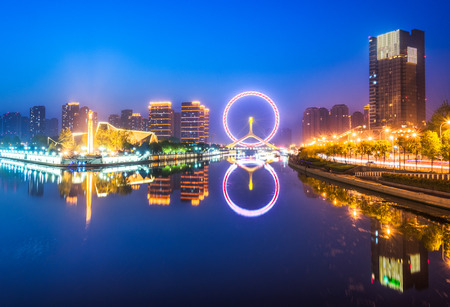 View to Eye of Tianjin at night,tianjin,china.のeditorial素材