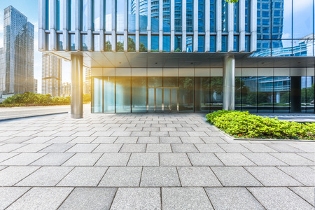 modern building entrance,blue toned image.のeditorial素材