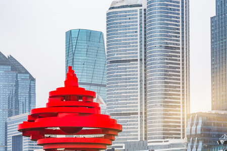 business area against cloudy sky,tianjin,china.のeditorial素材