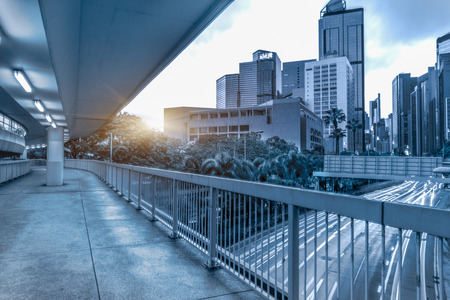 blurred traffic in downtown district,hong kong,china.の写真素材