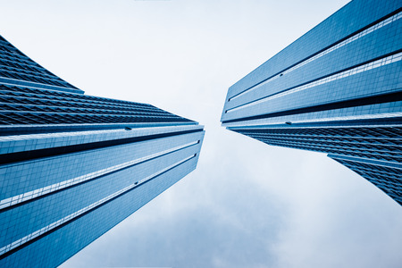 low angle view of skyscrapers,tianjin china.の写真素材