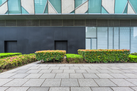 modern building outdoors with green lawnのeditorial素材