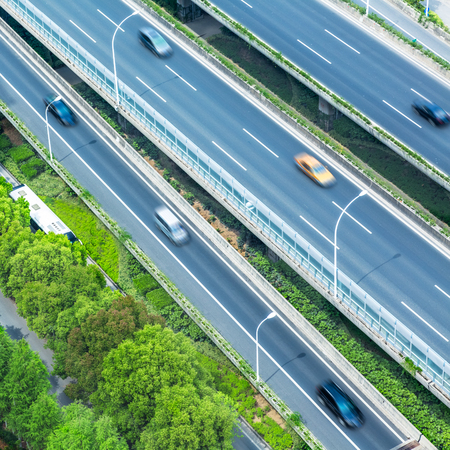 aerial view of cars on highway,shanghai,china.