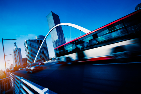 cars driving on steel bridge of tianjin,china,asia.のeditorial素材