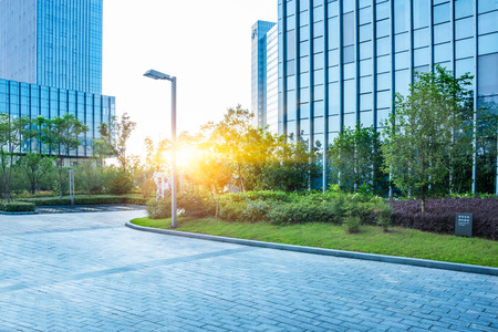 office block area of city suzhou against clear sky,china.のeditorial素材