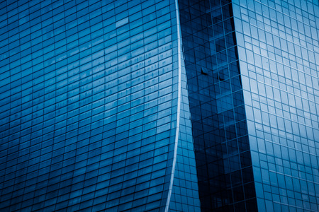 modern building facade,blue toned,china.のeditorial素材