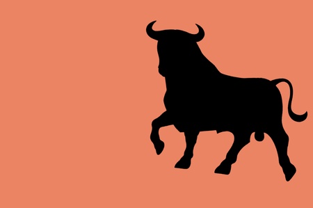 black bull on a pink backgroundの写真素材