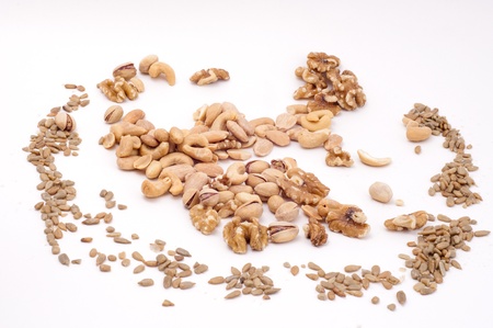 mixed nuts  and dry fruits backgroundの写真素材