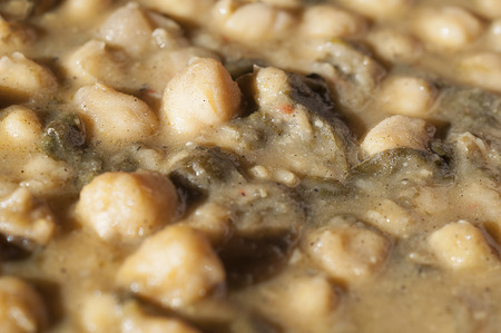 Chick-Pea with spinach, food as backgroundの写真素材