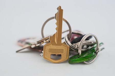 A set of keys, isolated on white.