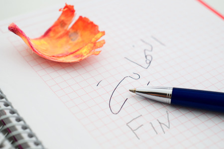 Closeup of a pen lying on a white background