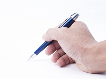 hand writing  isolated on white backgroundの写真素材