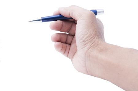 hand writing  isolated on white backgroundの写真素材