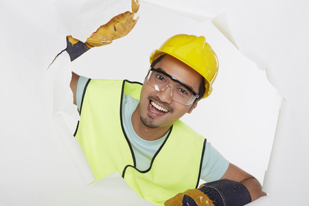 Construction worker smiling at the camera