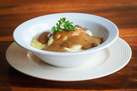mash potato on selective focusの写真素材