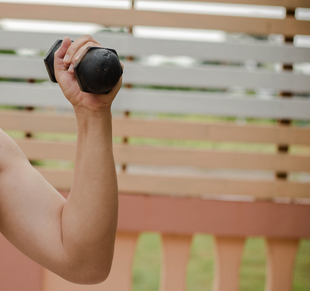 Dumbbell on selective focusの写真素材