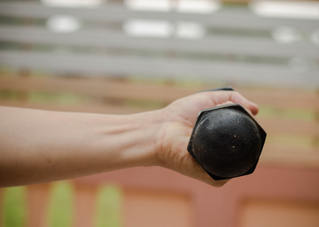 Dumbbell on selective focusの写真素材