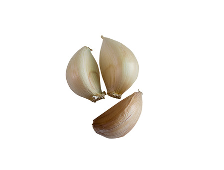 Garlic on isolated white backgroundの写真素材