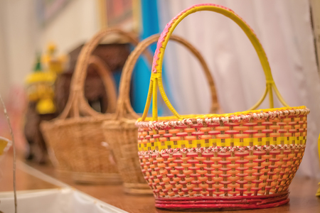 soft focus of wicker Made of bamboo and rattan, made up generally used.の写真素材