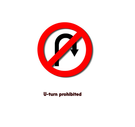 Road sign, u-turn prohibitedのイラスト素材