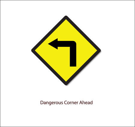 Road sign,dangerous corner aheadのイラスト素材