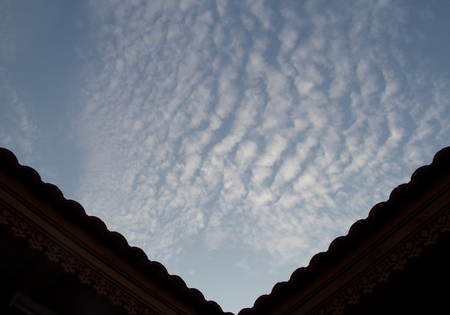 Soft focus picture bright white clouds. On the blue sky.の写真素材