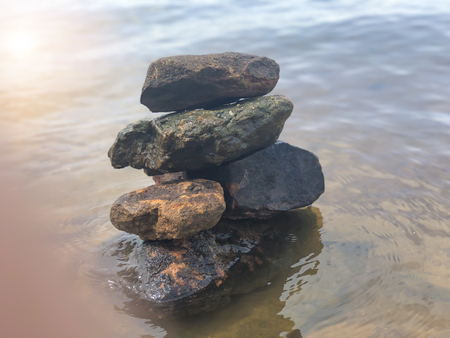 The stones are stacked. Riversideの写真素材