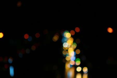 Images of color light bokeh beautiful. In the night.