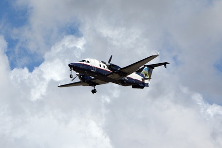 LOS ANGELES, CALIFORNIA, USA - MARCH 8, 2013 - Great Lakes Airlines Beech 1900D lands at Los Angeles...