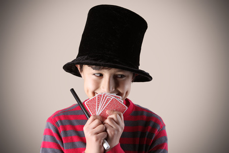 Young expressive magician with vintage colors and effectsの写真素材
