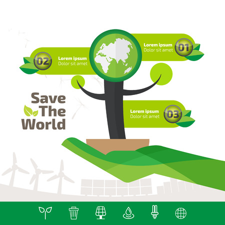 green ecology infographic element, save the world and tree eco concept.のイラスト素材