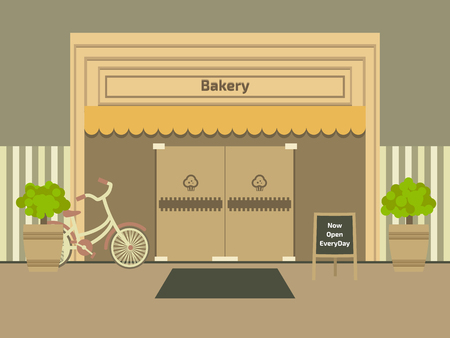Bakery shop. Cafe and market. Flat style vector illustration.のイラスト素材