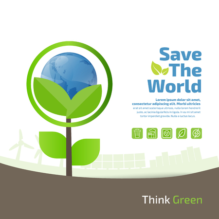 green ecology infographic element, save the world and tree eco concept.のイラスト素材