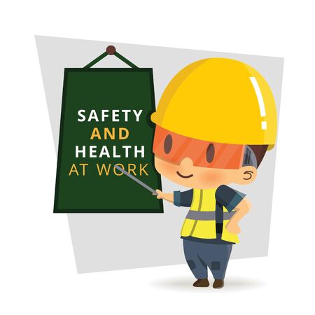 Character constructor worker in various situations.  Vector illustration, concept : Safety and accident, Industrial safety.のイラスト素材