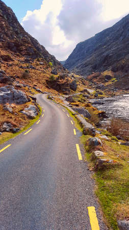 the Landscape of Gap of Dunloe drive in The Ring of Kerry Route. Killarney, Ireland.の写真素材