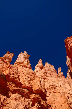The Bryce Canyon National Park, Utah, United States fantastic red hoodoos and bright lightの写真素材