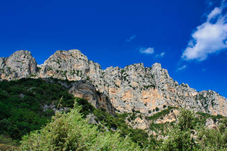 Verdon Gorge, Gorges du Verdon, very high limestone rocks in French Alps, Provence, Franceの写真素材