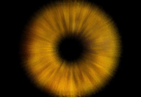 Conceptual creative photo of a male eye close-up macro painted isolated on a black background.