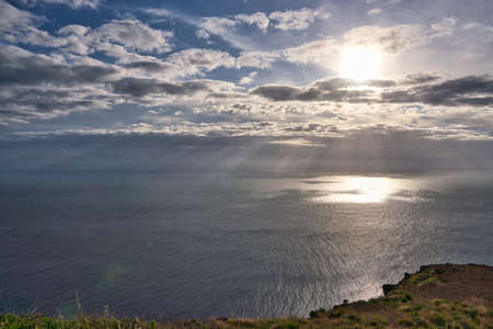 Sunset, ocean view, Madeira Funchal, Atlantic ocean background.の写真素材